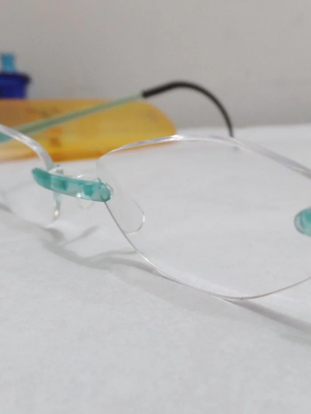 Eyephorics Rimless Light Blue Eyeglass Frames Swiss Made